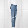 Anine Bing Light Indigo Jeans With Knee Rips