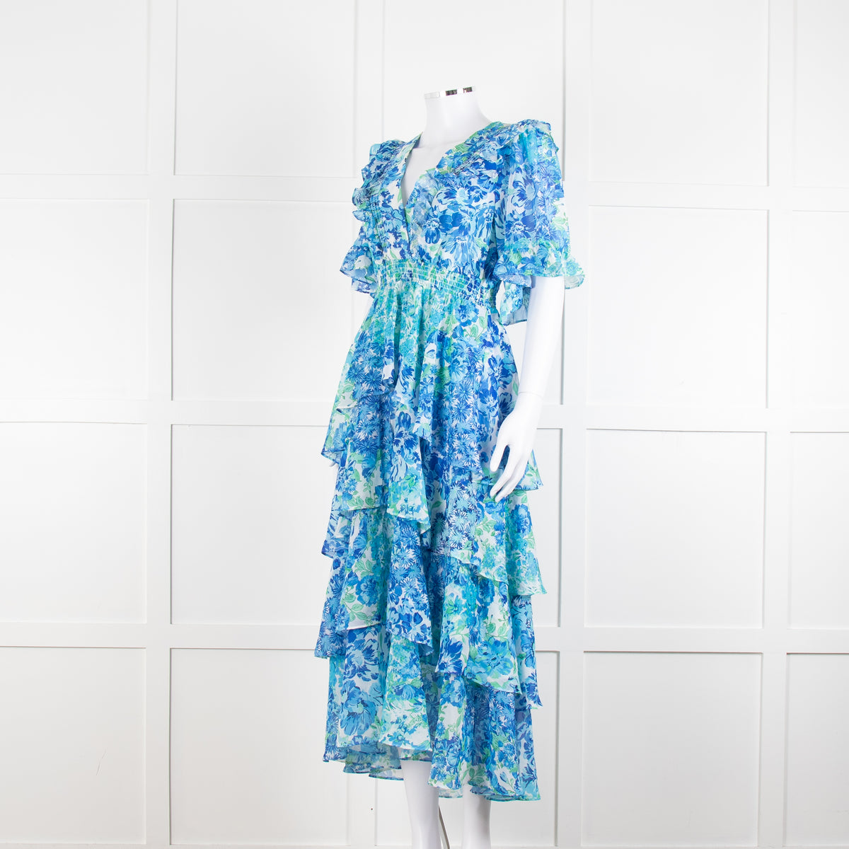Hale Bob Blue Floral Tiere Maxi Dress