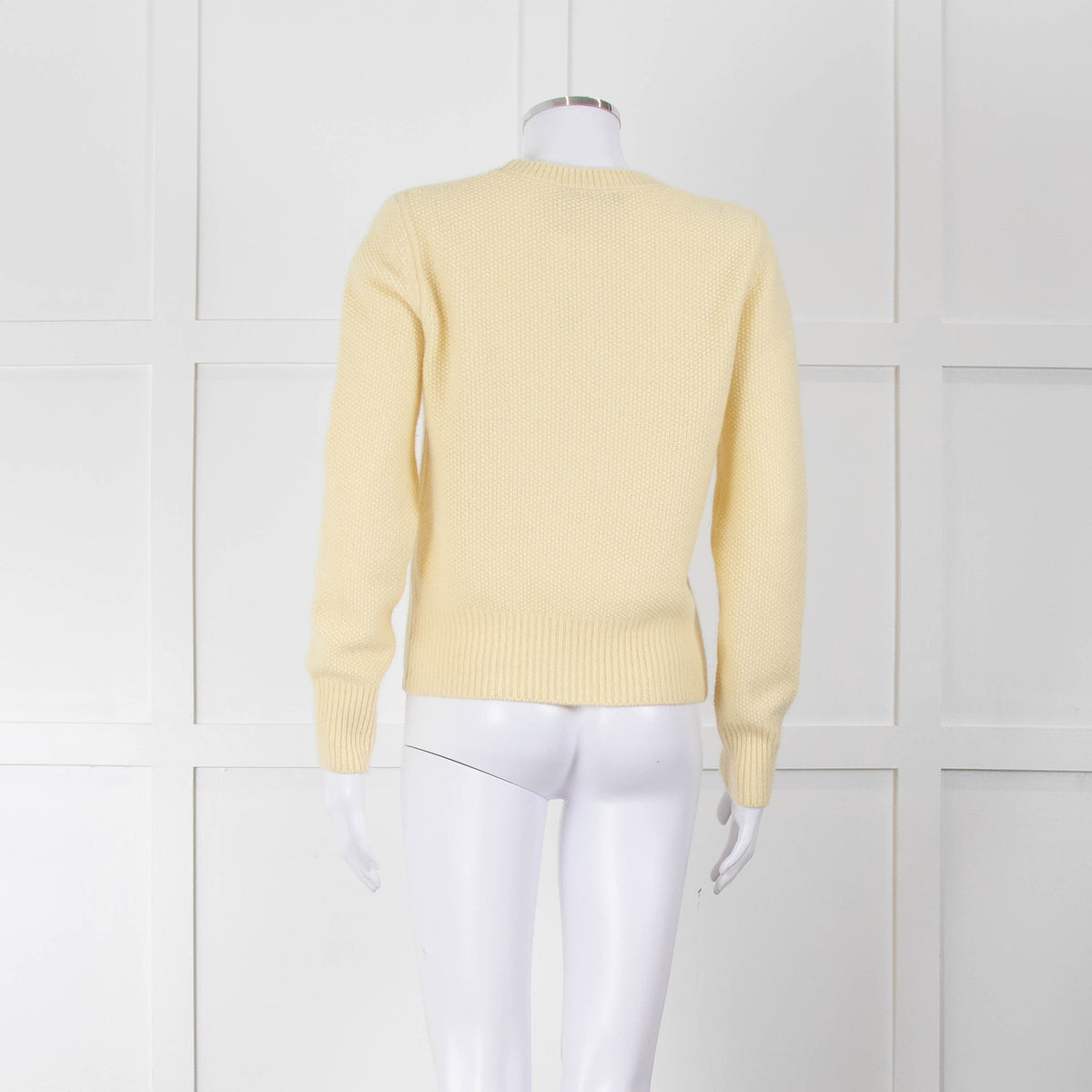 Max Mara Yellow Waffle Knit Round Neck Cashmere Jumper