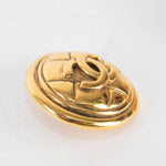 Chanel Gold Quilted CC Round Clip On Earrings