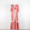 ByTiMo Pink Cotton Frill Maxi Dress with Embroidered Chest Panel
