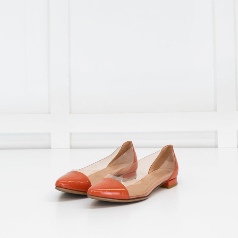 Fabio Rusconi Orange Patent Leather And Perspex Flat Shoes