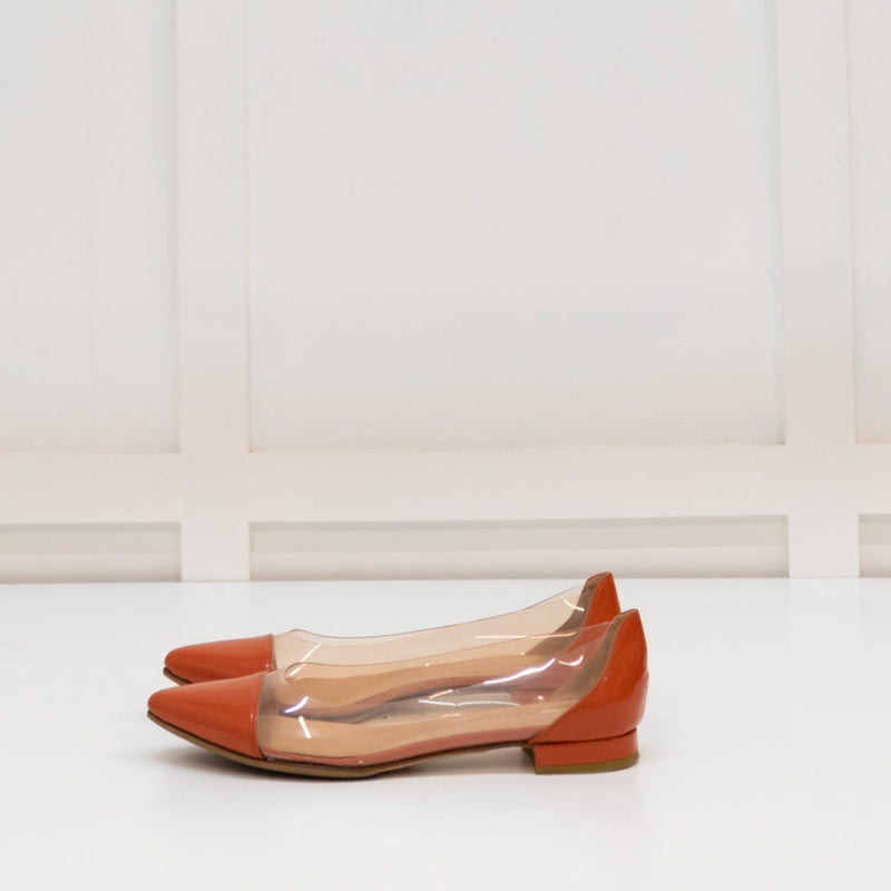 Fabio Rusconi Orange Patent Leather And Perspex Flat Shoes