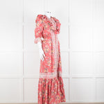 ByTiMo Pink Cotton Frill Maxi Dress with Embroidered Chest Panel