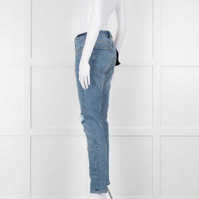 Anine Bing Light Indigo Jeans With Knee Rips