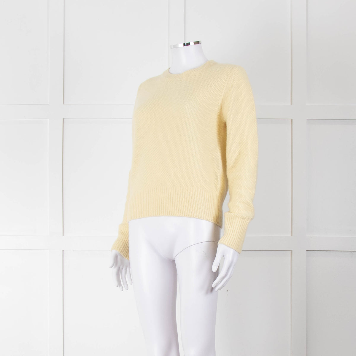 Max Mara Yellow Waffle Knit Round Neck Cashmere Jumper
