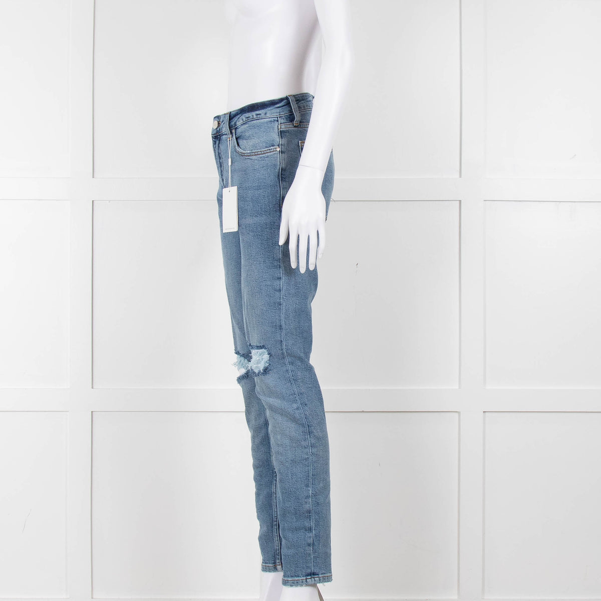 Anine Bing Light Indigo Jeans With Knee Rips