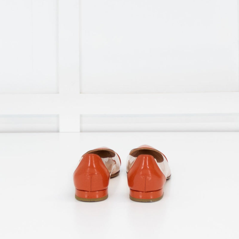 Fabio Rusconi Orange Patent Leather And Perspex Flat Shoes