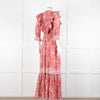 ByTiMo Pink Cotton Frill Maxi Dress with Embroidered Chest Panel