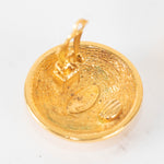 Chanel Gold Quilted CC Round Clip On Earrings