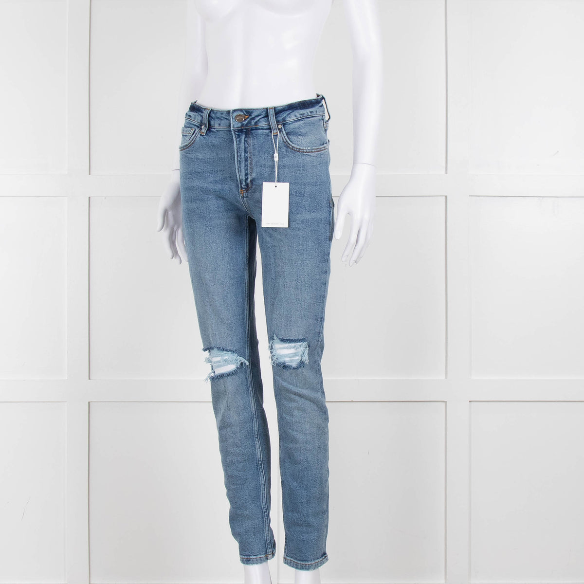 Anine Bing Light Indigo Jeans With Knee Rips