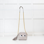 Anya Hindmarch Mini Grey Eyes Crossbody With Gold Chain