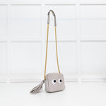 Anya Hindmarch Mini Grey Eyes Crossbody With Gold Chain