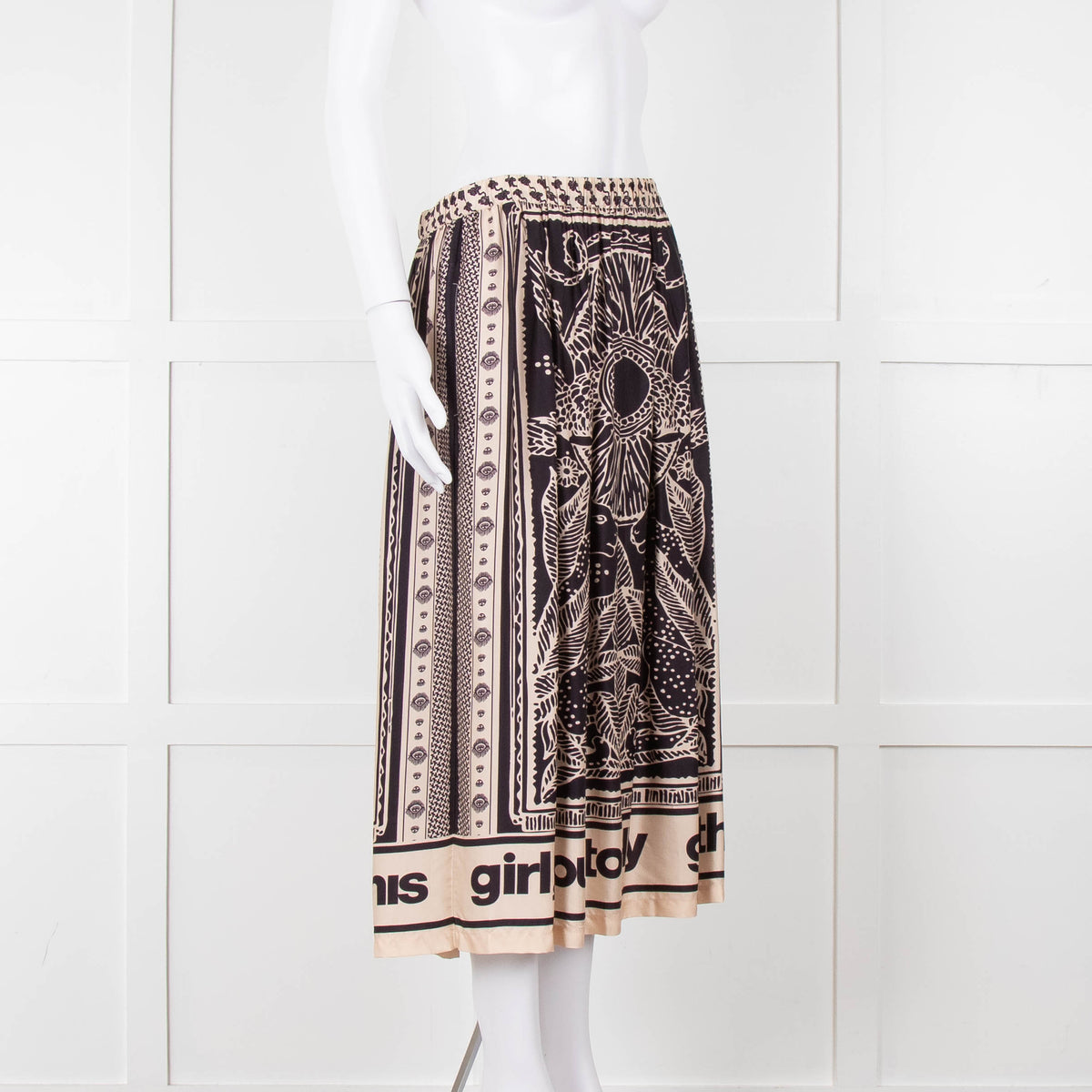 Me369  Black & Beige You Totally Got This Print Skirt