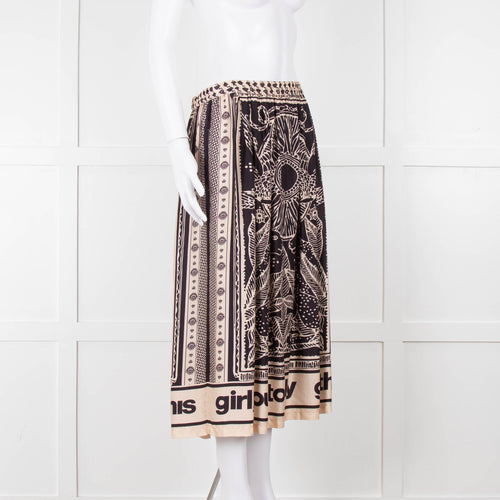 Me369  Black & Beige You Totally Got This Print Skirt
