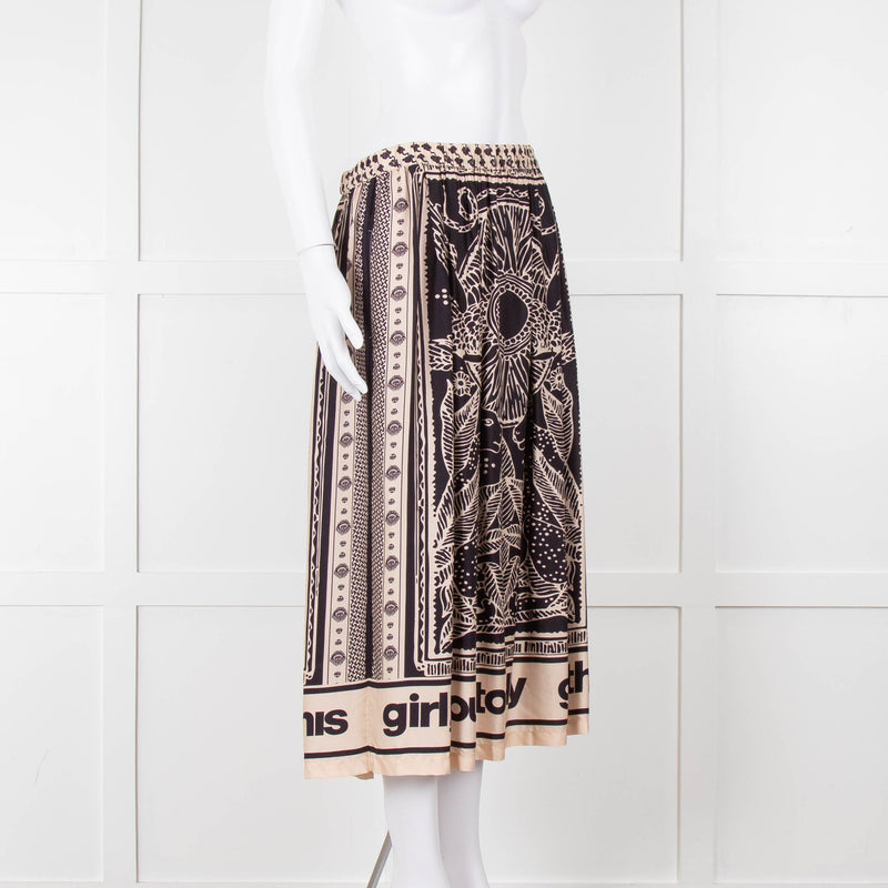 Me369  Black & Beige You Totally Got This Print Skirt