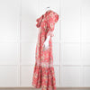 ByTiMo Pink Cotton Frill Maxi Dress with Embroidered Chest Panel
