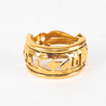 Chanel Gold Vintage Cut Out Logo Clip On Hoop Earrings