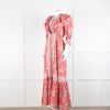ByTiMo Pink Cotton Frill Maxi Dress with Embroidered Chest Panel