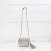 Anya Hindmarch Mini Grey Eyes Crossbody With Gold Chain