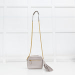 Anya Hindmarch Mini Grey Eyes Crossbody With Gold Chain
