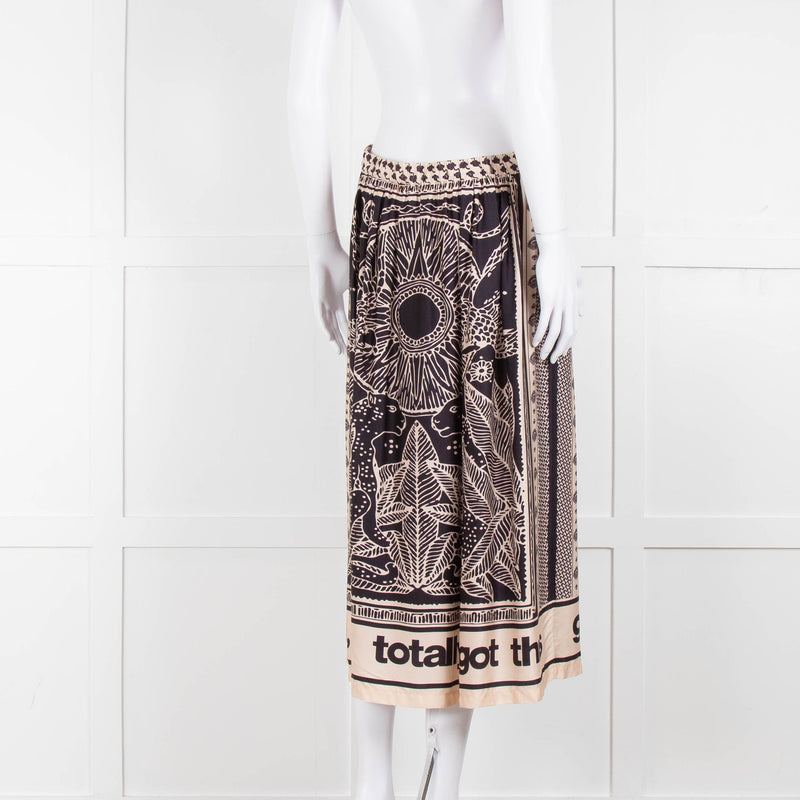 Me369  Black & Beige You Totally Got This Print Skirt