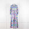 Borgo de Nor Blue and Pink Floral Cotton Maxi Dress