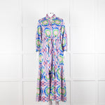 Borgo de Nor Blue and Pink Floral Cotton Maxi Dress