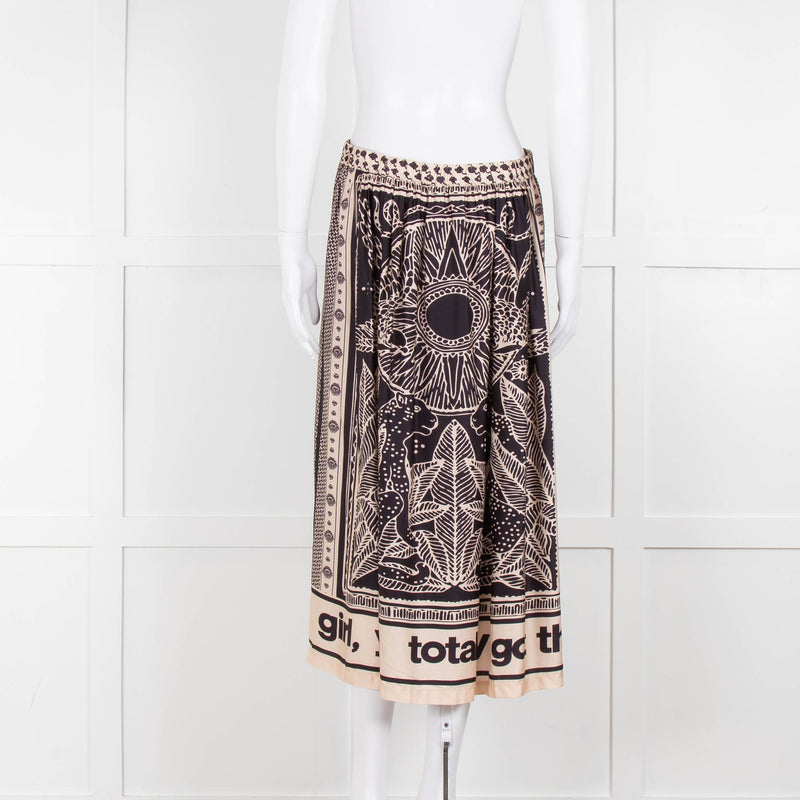 Me369  Black & Beige You Totally Got This Print Skirt