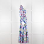 Borgo de Nor Blue and Pink Floral Cotton Maxi Dress