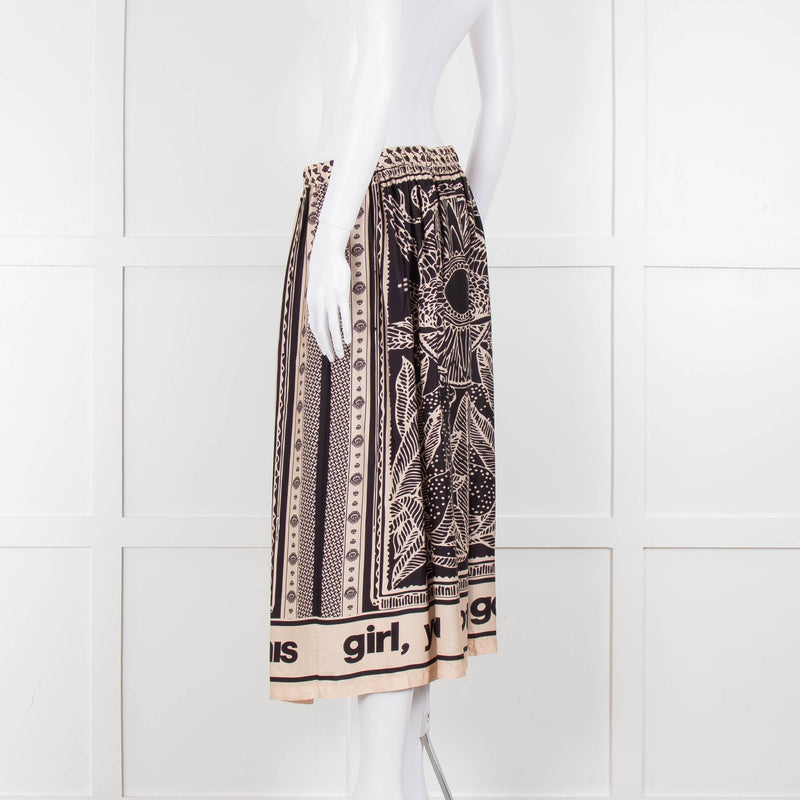 Me369  Black & Beige You Totally Got This Print Skirt