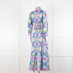 Borgo de Nor Blue and Pink Floral Cotton Maxi Dress
