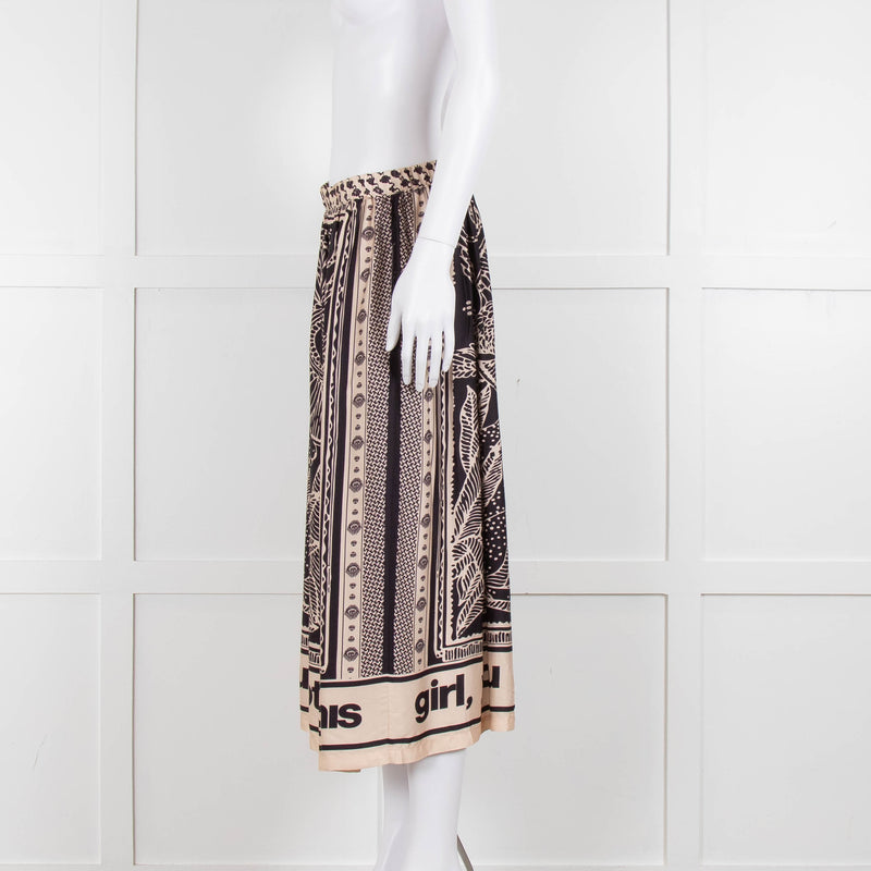 Me369  Black & Beige You Totally Got This Print Skirt