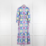 Borgo de Nor Blue and Pink Floral Cotton Maxi Dress