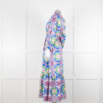 Borgo de Nor Blue and Pink Floral Cotton Maxi Dress