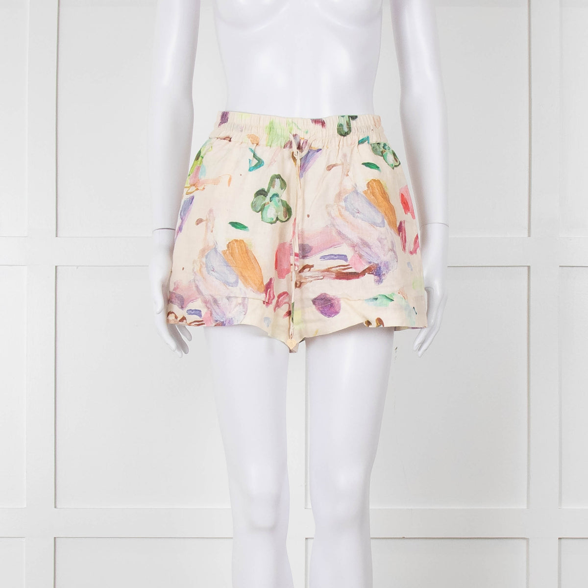 Alemais Linen Shorts with Watercolour Print