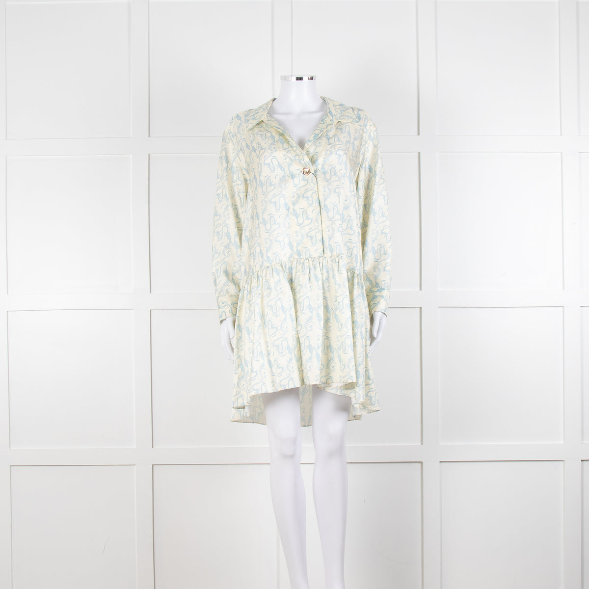 Sandro Cream Drop Waist Mini Dress with Anchor Motif