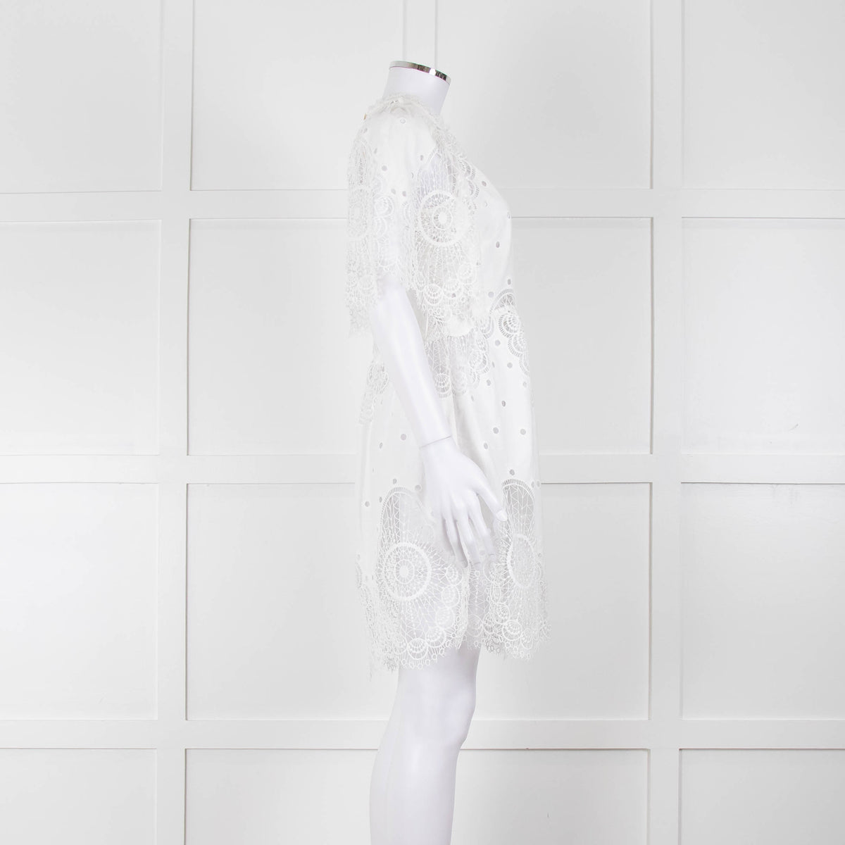 Temperley White Cotton Mix Broderie Anglaise Short Dress With Slip
