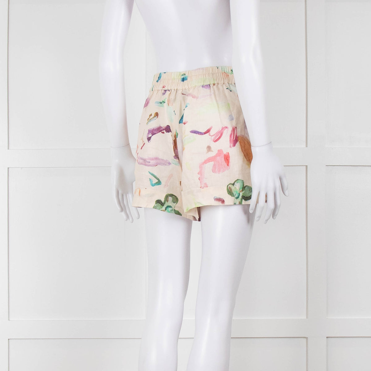 Alemais Linen Shorts with Watercolour Print