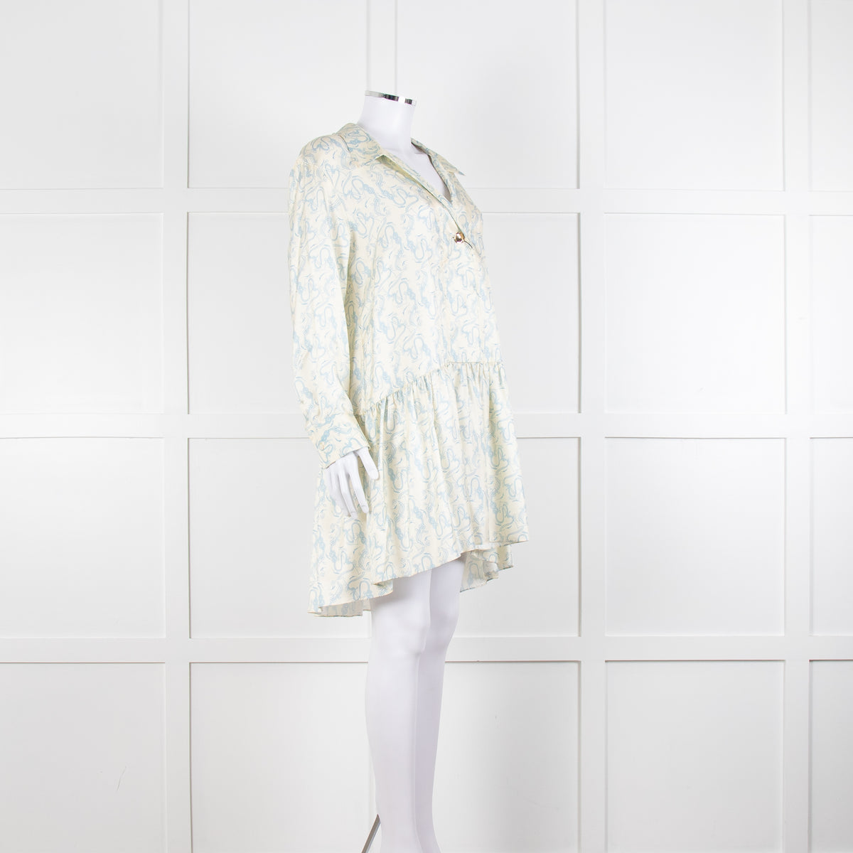Sandro Cream Drop Waist Mini Dress with Anchor Motif