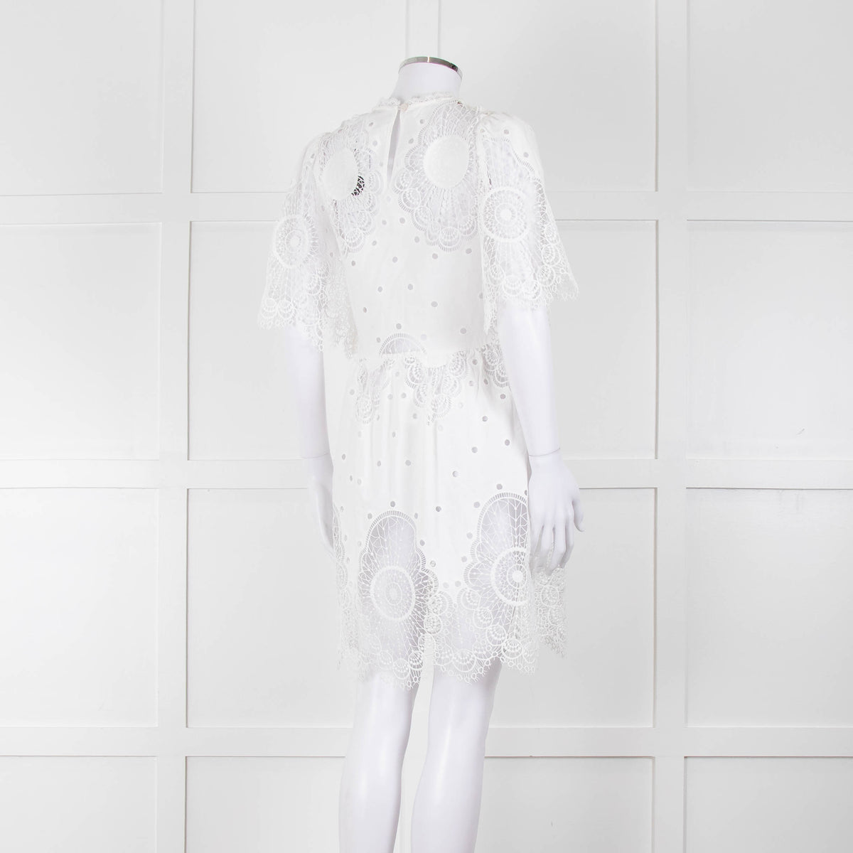 Temperley White Cotton Mix Broderie Anglaise Short Dress With Slip