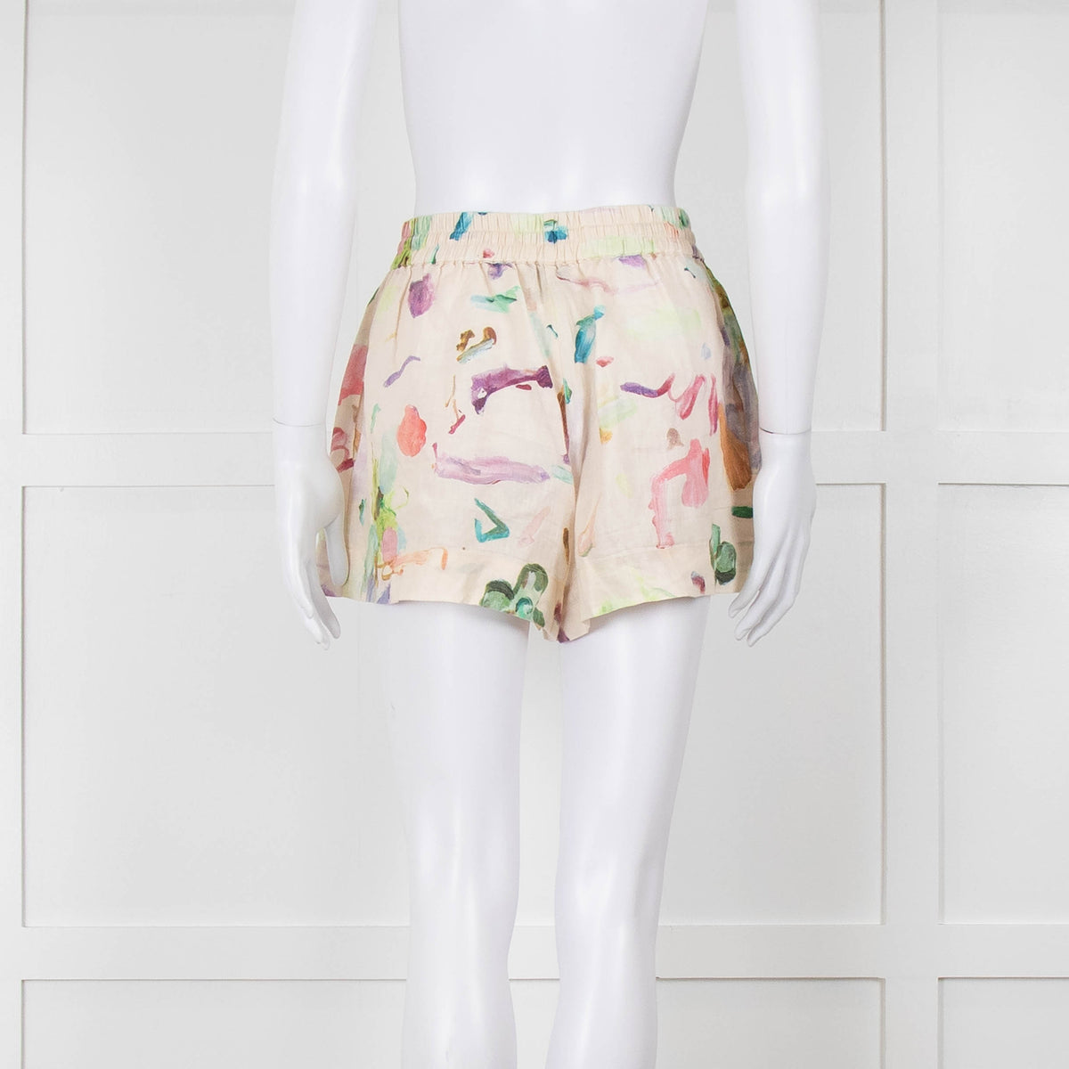 Alemais Linen Shorts with Watercolour Print