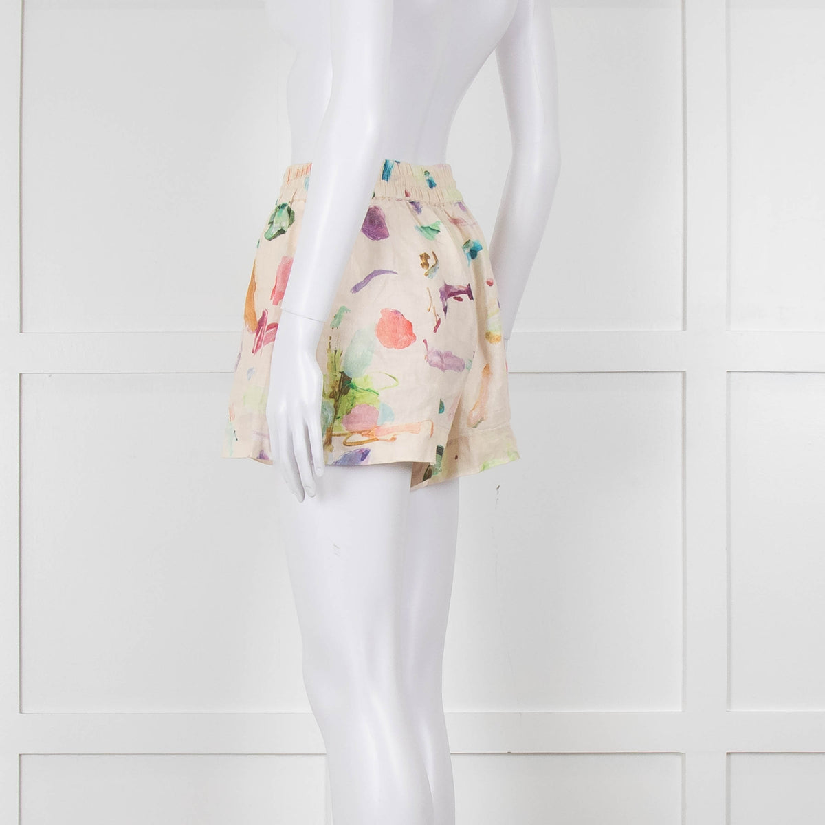 Alemais Linen Shorts with Watercolour Print