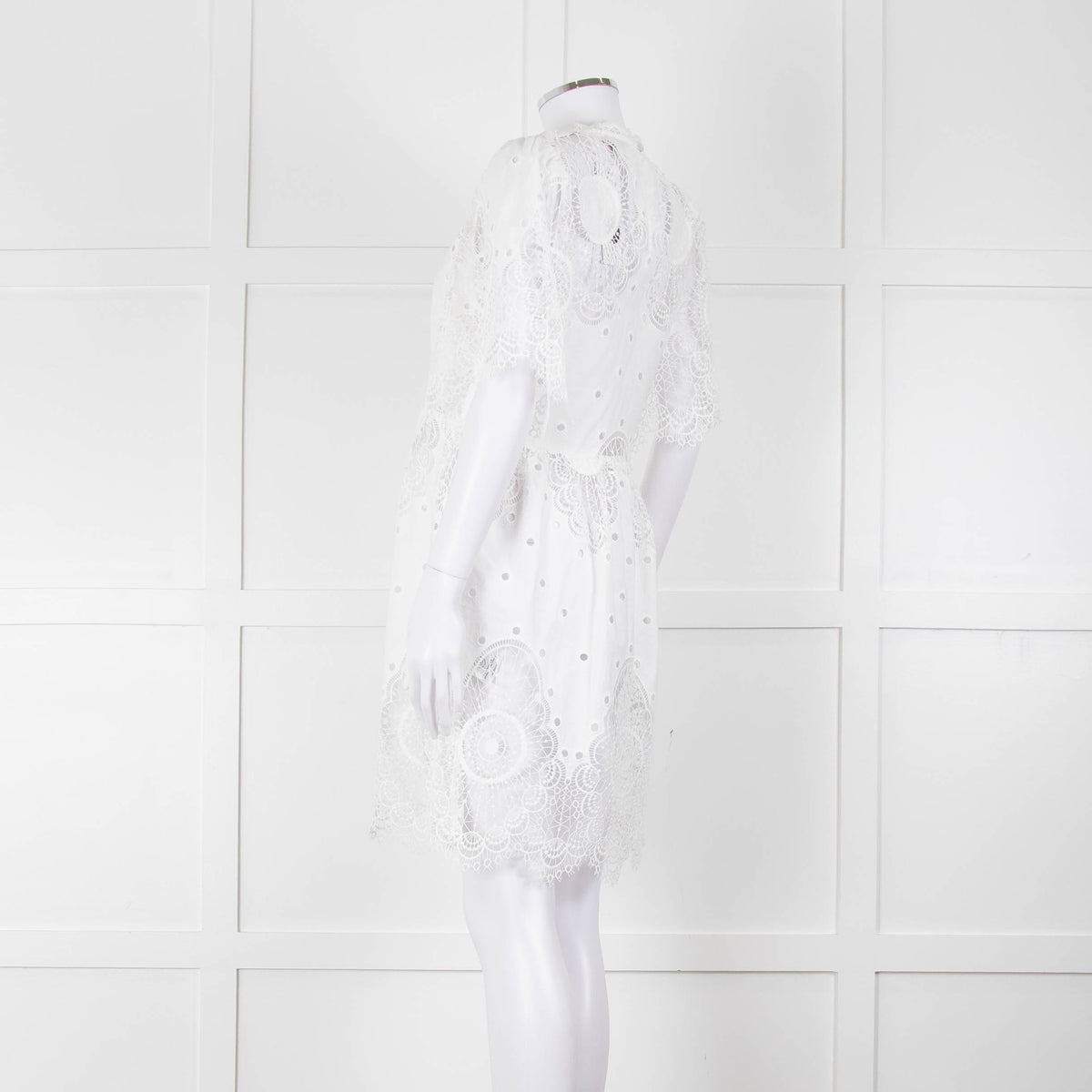 Temperley White Cotton Mix Broderie Anglaise Short Dress With Slip