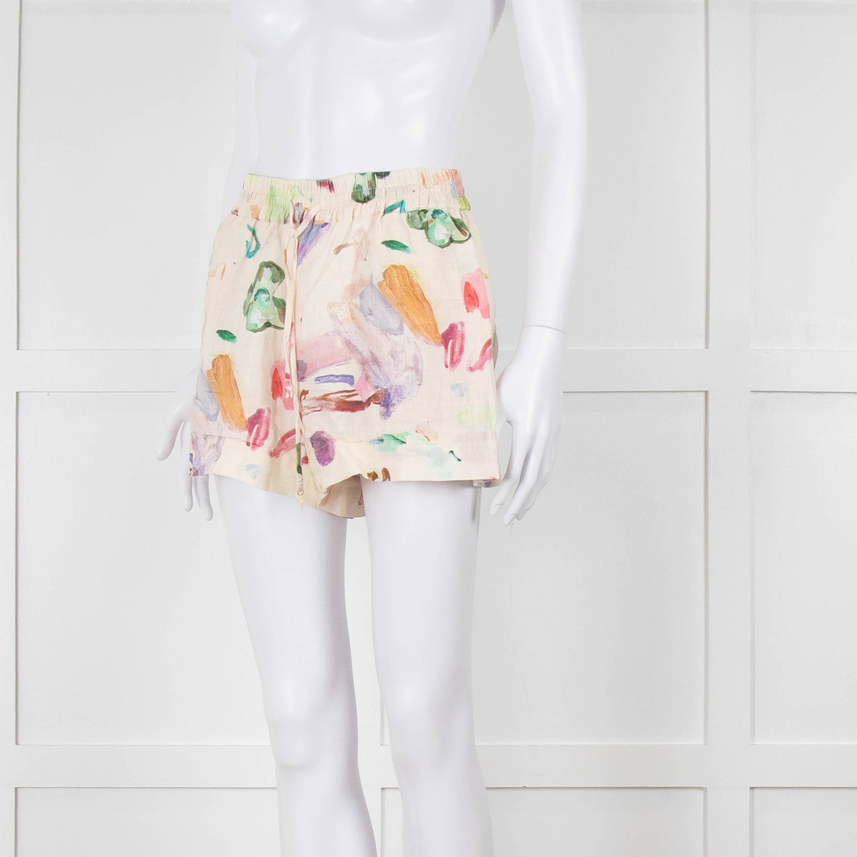 Alemais Linen Shorts with Watercolour Print