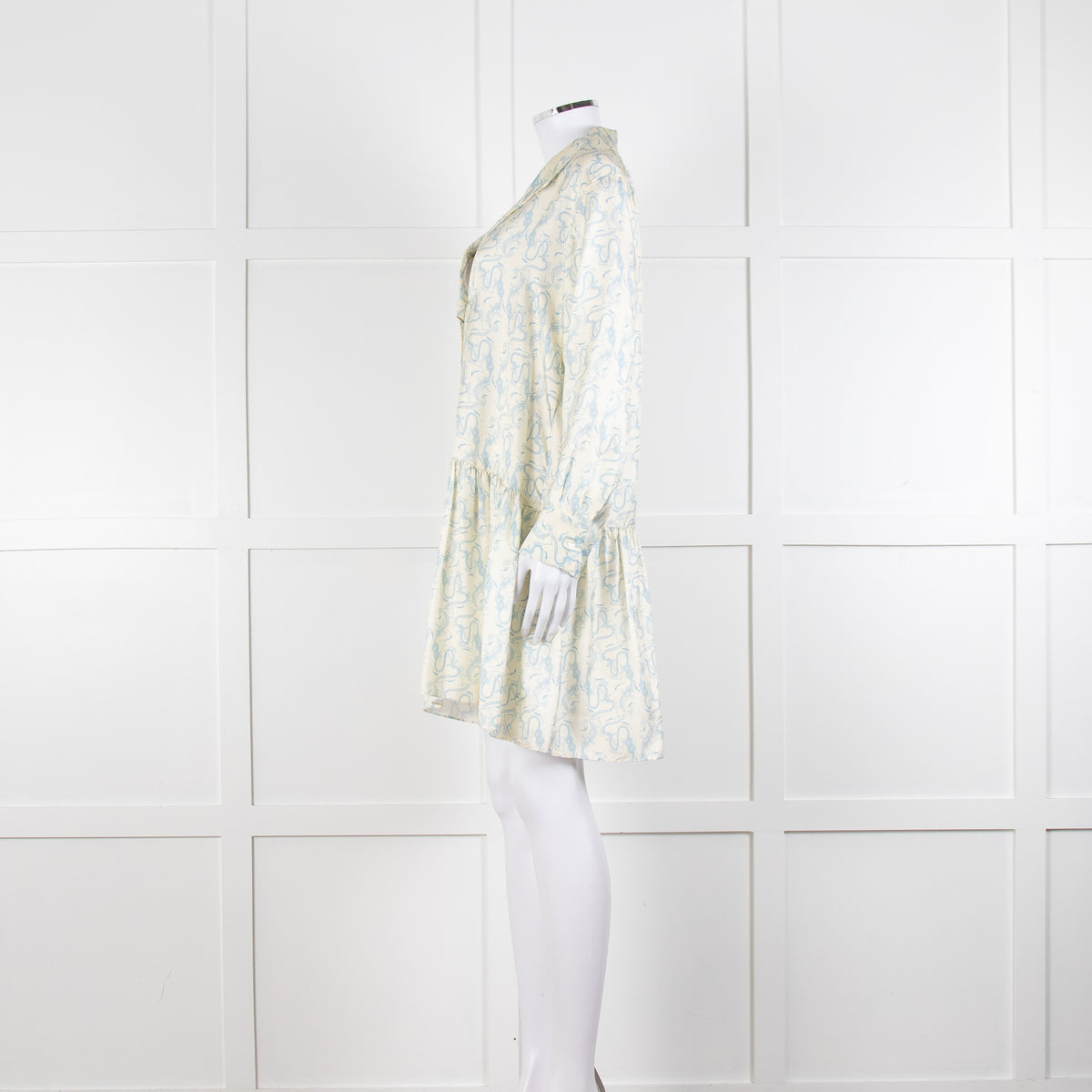 Sandro Cream Drop Waist Mini Dress with Anchor Motif