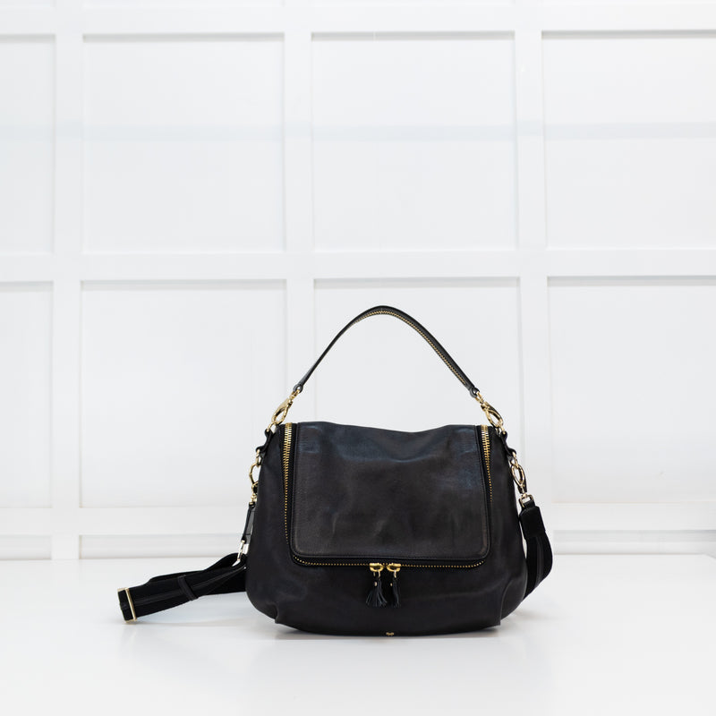 Anya Hindmarch Large Maxi Zip Black Vere Crossbody
