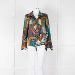 Dea Kudibal Khaki Abstract Silk Blouse