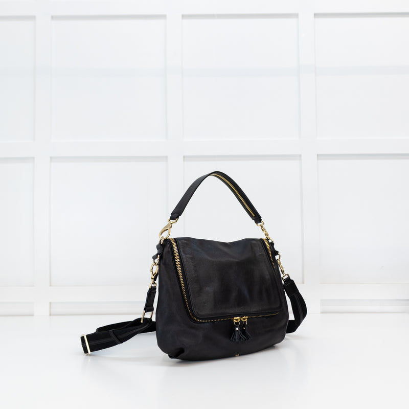 Anya Hindmarch Large Maxi Zip Black Vere Crossbody