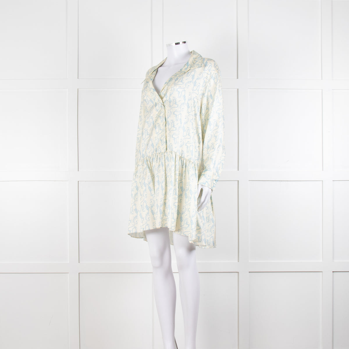 Sandro Cream Drop Waist Mini Dress with Anchor Motif